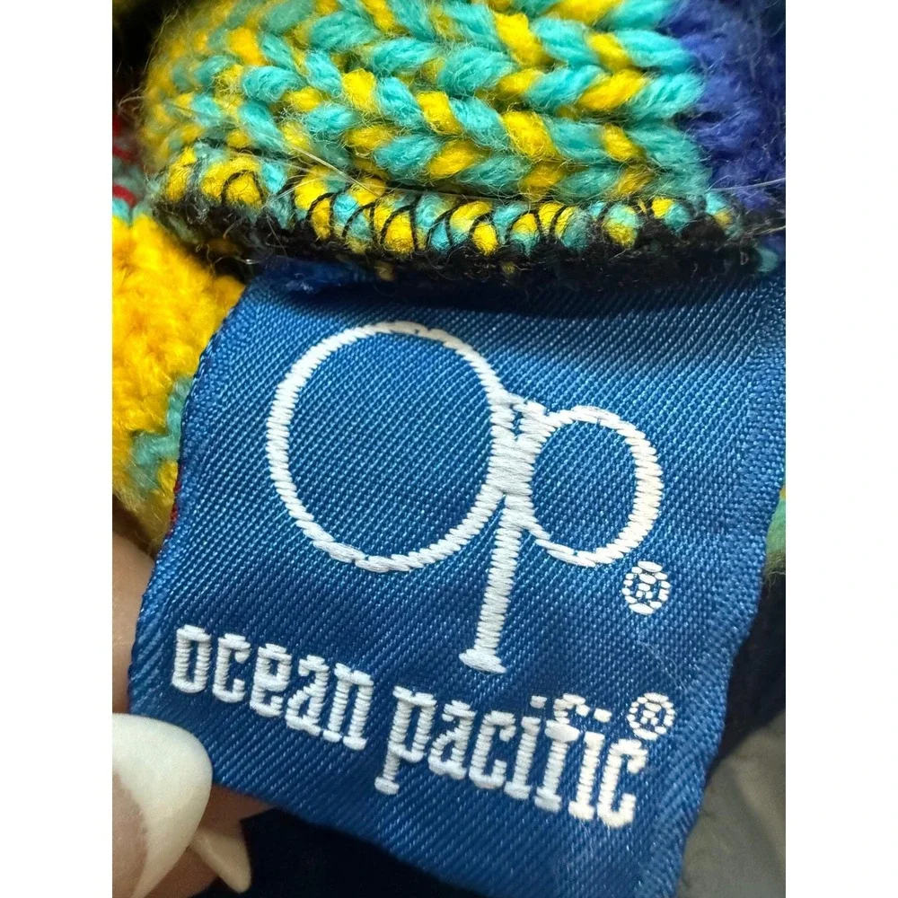Vintage 80s OP Ocean Pacific Rainbow‎ Knit Sweater Mens Large Apres Ski